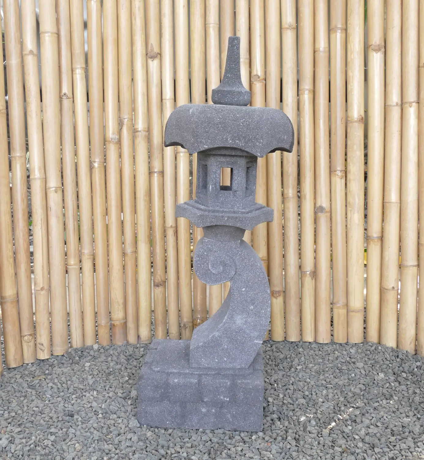  Product image 1 of the product “Japanese style Garden Lantern, made from Andesit Stone. Multipart. 90 cm Height, Roof is 30 cm width. ”